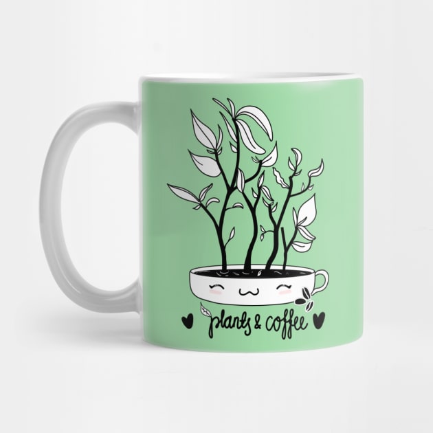 Plants and Coffee by moonlitdoodl